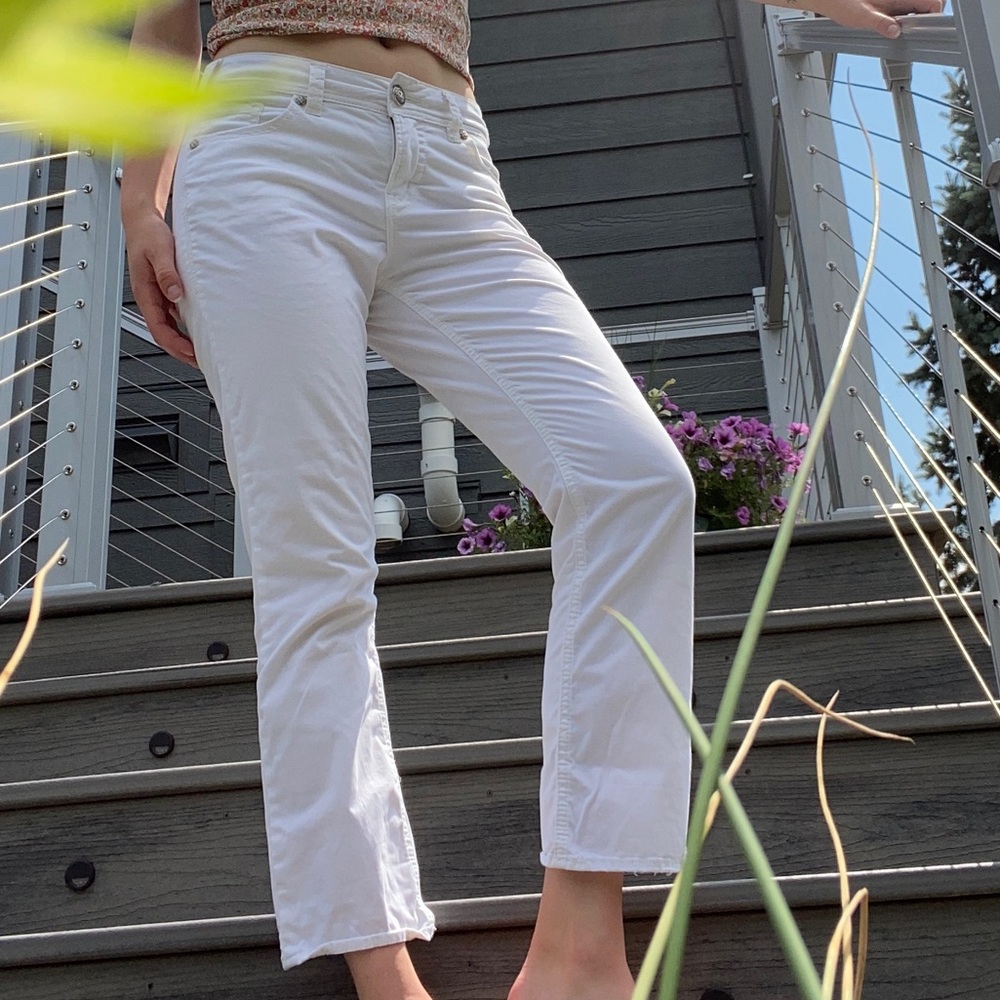 Y2K White Capri Flare Jeans
